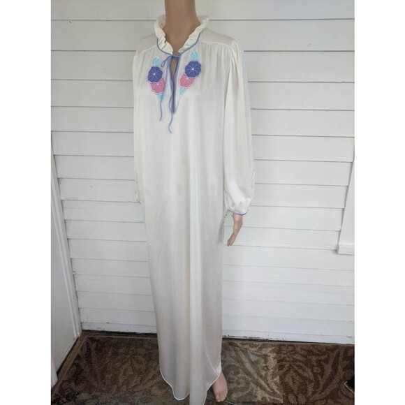 70s Long Sleeve Nightgown L Vintage Gown Lingerie New Old Stock Lorraine - Picture 5 of 7